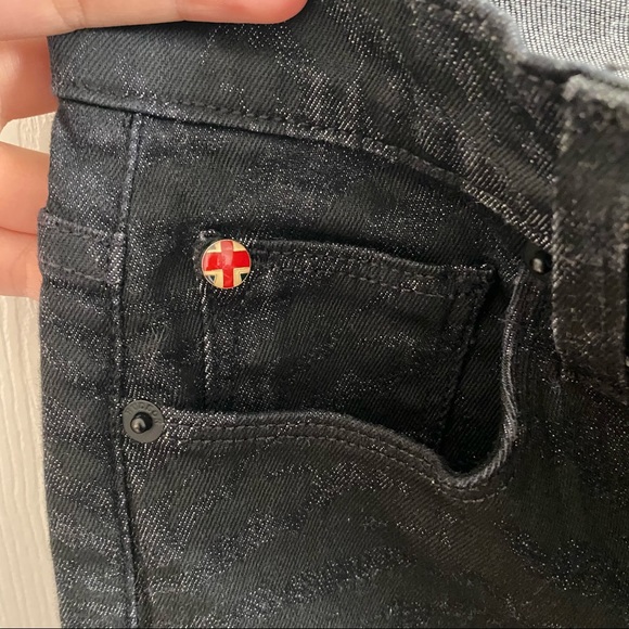 HUDSON BLACK METALLIC STRIPED PRINT JEANS SIZE 27 - Picture 3 of 12